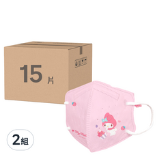 ONEDER 旺達棉品 兒童立體口罩, 15片, 2組, 美樂蒂/小圖