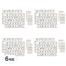 디자인아지트 탈것들 칭찬 스티커판 8p + 칭찬 스티커 8p 세트, 혼합색상, 6세트