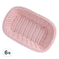 BeurreokMateu 粉彩藤籃方形, 6個, 粉色