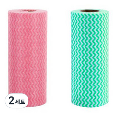 捲筒式便利菜瓜布2件組, 2套, 紅色, 綠色