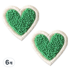 Button King 東大門鈕扣王 熱接著式刺繡布貼 毛絨愛心 小, 6個, 綠白色