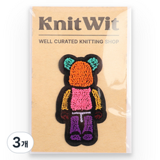 KnitWit 毛圈布貼飾 泰迪熊, 3個, 混合顏色