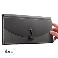 오피스코어 영수증 통장 정리 13포켓 아코디언 파일 슬림 타입 + 인덱스스티커 세트, 블랙, 4세트