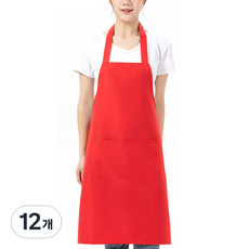 지앤와이 홀서빙 A형 앞치마, 12개, 레드