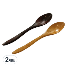 영수산업카멜 원목 디저트 스푼 2종 세트, 옻칠, 황옻칠, 2세트