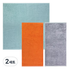 송월타월 퍼프 뱀부85 바스타올 + 라베나 뱀부 호텔수건 200g x 2p 세트, 터키스(바스타올), 오렌지(호텔수건), 라이트그레이(호텔수건), 2세트