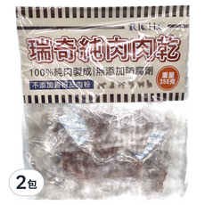 RICH.C 瑞奇 純肉肉乾量販包 和風牛肉片 無添加防腐劑, 新鮮雞肉 + 牛肉, 350g, 2袋
