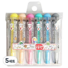 可塗鴉用水擦拭的動物造型塗鴉筆, 6色, 5套