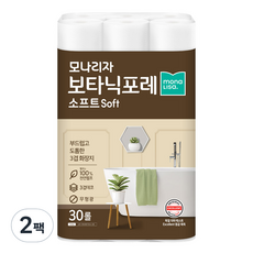 mona LISa. Botanic Fore 柔軟天然紙漿衛生紙 30m, 2個, 30捲