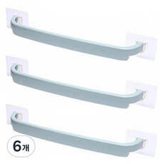 免鑽孔現代風毛巾架 黏貼式多用途置物架, 灰藍色, 6個