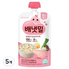 배냇밀 아이배냇 후기 찹쌀 닭가슴살 부추죽, 100g, 5개, 혼합맛(닭가슴살/찹쌀/부추)