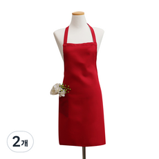 Derhappy 成人掛脖式素色圍裙, 紅色, 2個