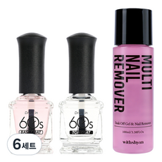 위드샨 60초 건조 매니큐어 기초 3종 네일세트, 베이스코트 + 탑코트 + 리무버, 6세트