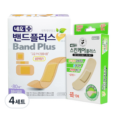 네오메디제약 밴드플러스에이 혼합 80p + 스킨케어플러스 생활방수 고탄력PU원단 표준 10p, 4세트