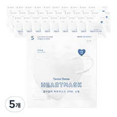 꼼마꼼마 하트 마스크 소형 KF80, 화이트, 30개입, 5개