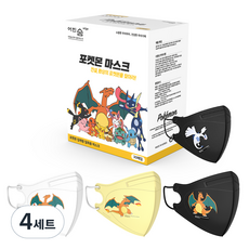 어린숨 엣지 포켓몬 아트 전설 환상을 찾아라 심볼 마스크 유아용 뉴초초소형 3종 x 10p + 랜덤발송 세트, 10개입, 4세트, 리자몽