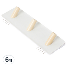 MONOFLAT 原木長方形3孔無痕壁紙釘, 混色, 6個