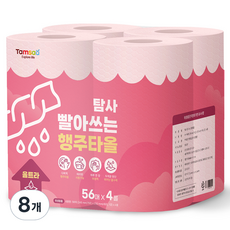 Tamsaa 可水洗厚衛生紙巾 高級款 粉色, 56張, 8捲