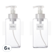 제이밀 심플 버블 펌프 공병 450ml, 투명, 6개