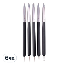 Khohimo 黏土工具 矽膠橡膠筆刷 圓點工具 5件組 4W257, 黑色, 6套