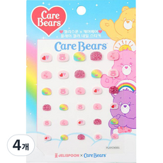 젤리스푼 케어베어 플레이 컬러 네일 스티커, 03 핑크하트, 4개