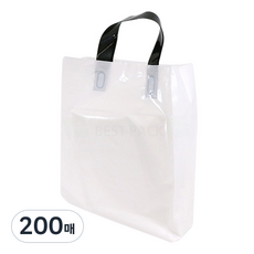 PE 화이트 루프 쇼핑백 소, 화이트 + 블랙, 200매