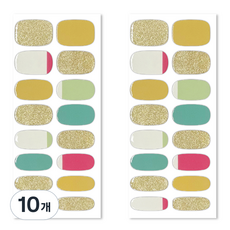 Bellancy 真實凝膠美甲貼 基本款美甲貼紙 16片, 法式金色亮片, 10個