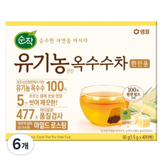 순작 유기농 옥수수차 한잔용 티백, 1.5g, 40개입, 6개