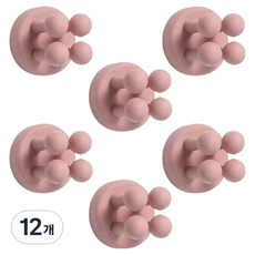 Block Mart 自黏式多用途矽膠牙刷刮鬍刀架, 粉紅色, 12個