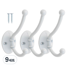 HARDWARE PARK 馴鹿雙鉤衣架 3入 + 安裝螺絲組, 白色, 3套