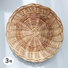 MAISONINDAHRATTANSHOP 託盤盤子藤編籃 N032N, 米色, 3個