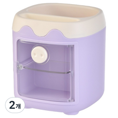 덴빌리어 세련된 책상정리 수납함 10.5 x 10.5 x 12 cm, 다크퍼플, 2개