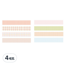 체크 패턴 컬러 마스킹테이프 20mm x 2m 4종 세트, 05 피치,썸머, 4세트