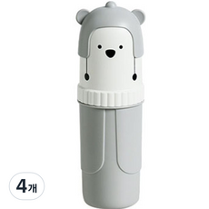 디에스 휴대용 곰돌이 칫솔 치약통 그레이, 4개