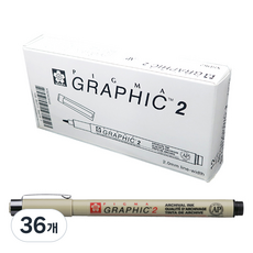 PIGMA SAKURA 그래픽 캘리그라피펜 2.0mm, BK, 36개
