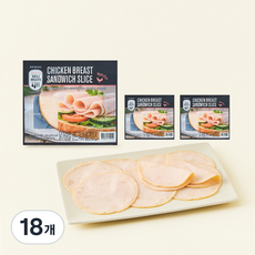 존쿡델리미트 닭가슴살 샌드위치 슬라이스 햄, 100g, 18개