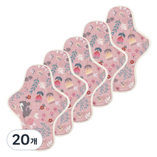 eechae 花朵一體成型棉質衛生棉 粉紅錦鯉, 20個, 1入, 中型