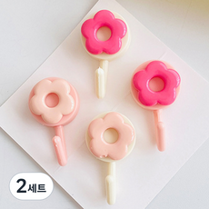 Moneyfull 居家裝飾粉紅色黏貼式壁掛掛鉤 4件組, 2套, 雛菊