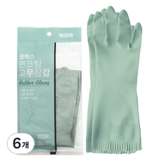 코멕스 면코팅 고무장갑, MINT, 대(L), 6개