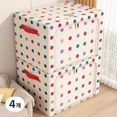 알럽홈 레인보우 도트 접이식 리빙박스 L261-0092, 크림, 4개