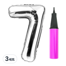 Party Fang Number 銀箔氣球 vs 銀 + 氣球手泵套裝, 7, 3組