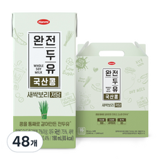 한미 완전두유 국산콩 새싹보리 저당, 190ml, 48개