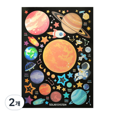 핑크풋 12000 빅 야광별 스티커 태양계, 혼합색상, 2개