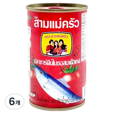 쓰리레이디쿡스 쓰리우먼 정어리 인 토마토소스, 6개, 155g