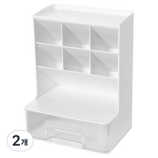 엠피니 디바이더 데스크 오거나이저 수납 정리함, 화이트 + 투명, 2개