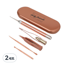 daily friends LED掏耳棒5款+硬殼套組玫瑰金, 2組