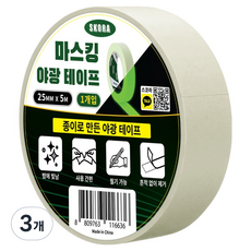 스코라 마스킹 야광 테이프 화이트 2.5cm x 5m, 3개
