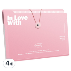 델리리움 예쁜 색감 대용량 아코디언 서류 A4 파일 케이스 5단 32 x 25 cm, 4개, 핑크