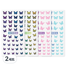 nail tree 蝴蝶水轉印美甲貼紙4件組, 經典, 自然, 可愛, 都市, 2套