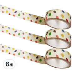 Market A 重複印花紙膠帶 1.5cm x 5m, 6個, 彩石